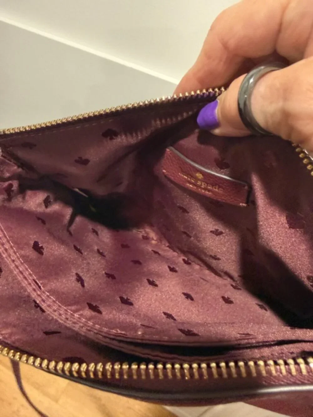 NWOT Kate Spade Triple Gusset Pebbled Leather Crossbody – Choc Cherry/Burgundy